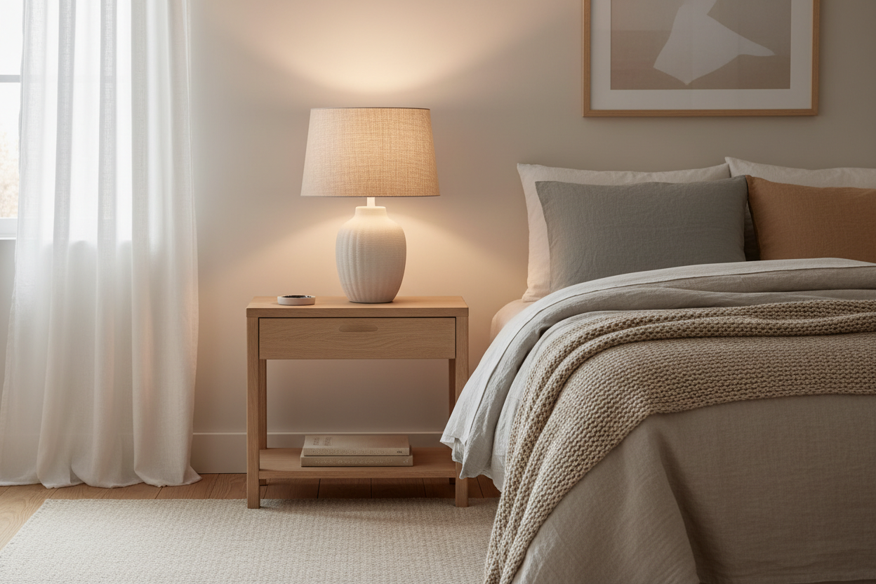 Nordic wooden desk lamp styled on a study desk