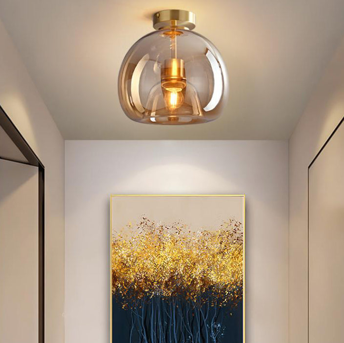 Plafonnier boule en verre style nordique | Semi-encastré