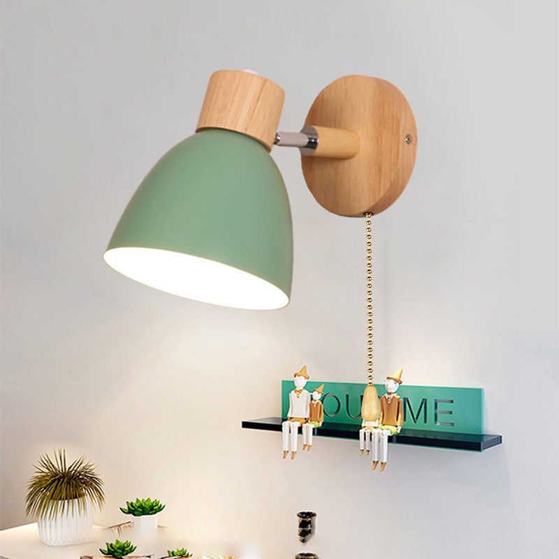 Applique Murale Minimaliste Moderne | Lampe Macaron Bois & Fer