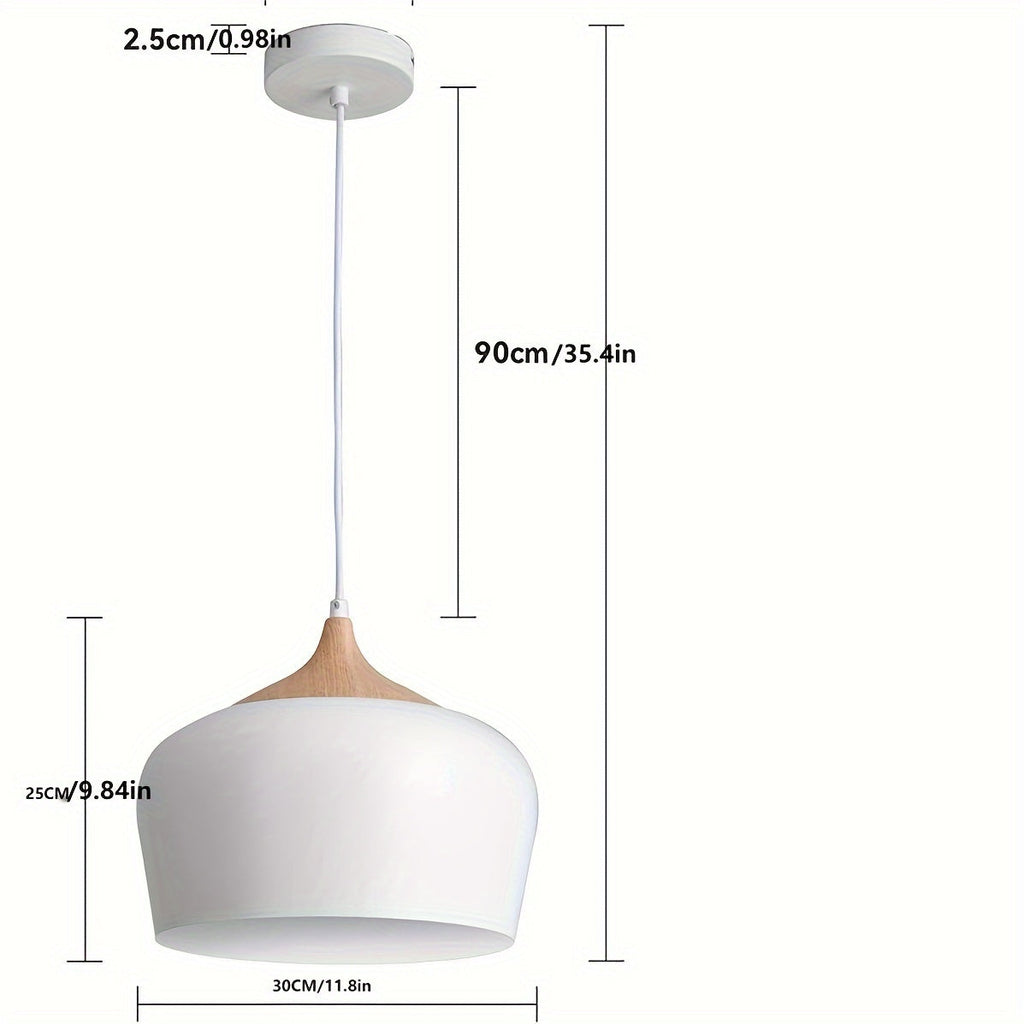 Modern Scandinavian Pendant Light | Iron & Wood Grain Design