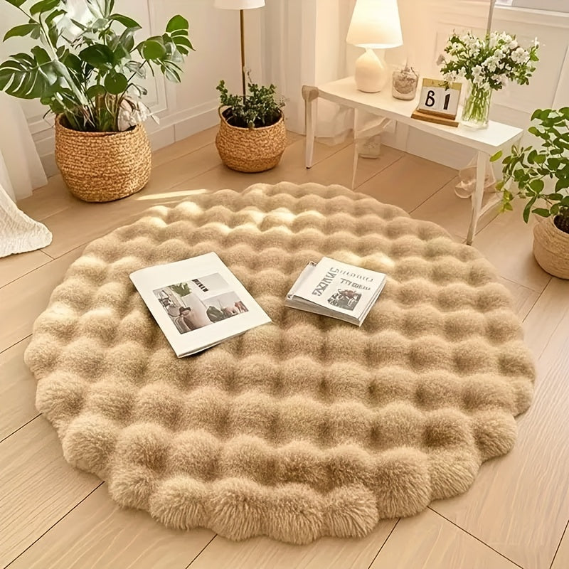 Tapis rond douillet en fausse fourrure Cloud Comfort | Tapis circulaire doux et moelleux