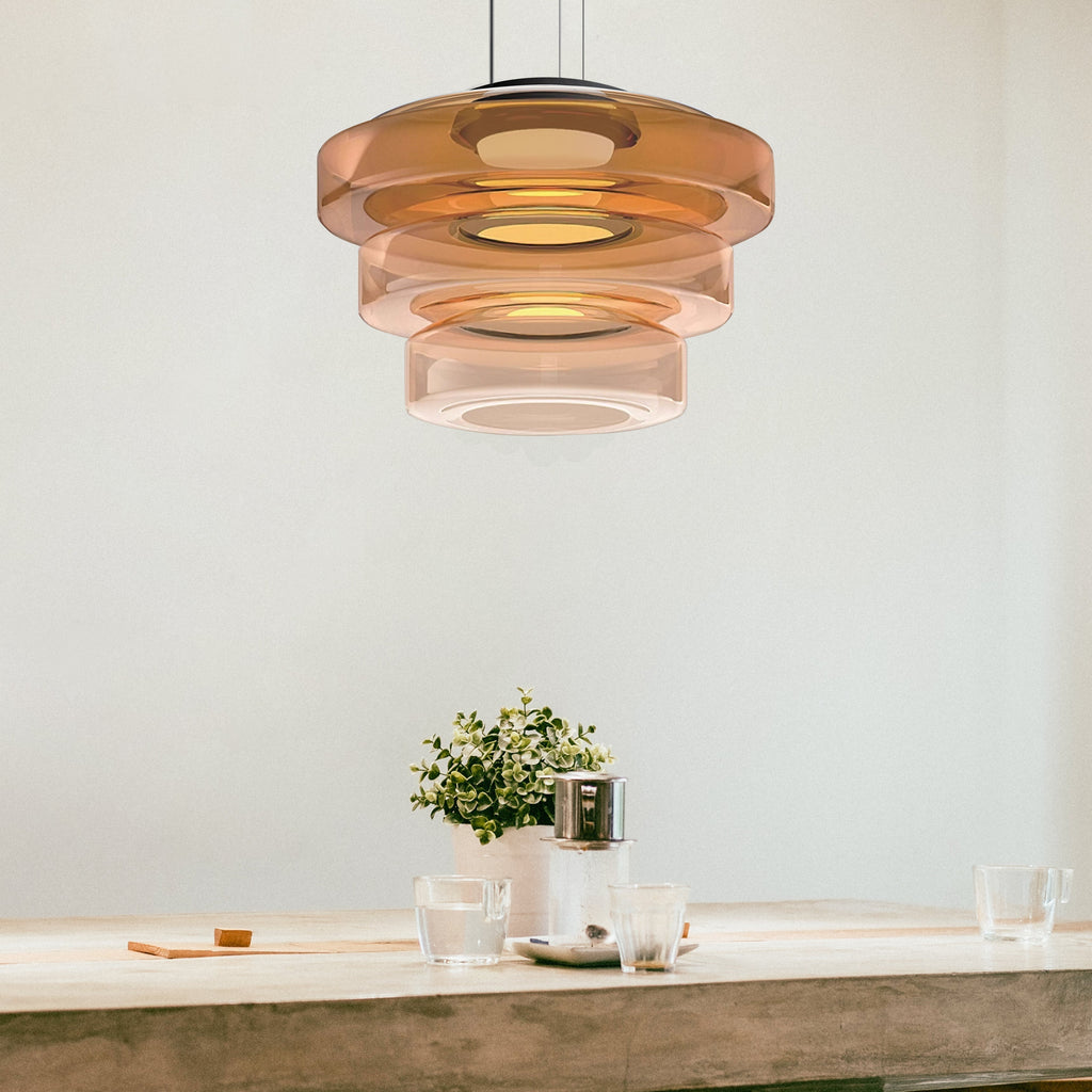 Bauhaus Glass Pendant Light | Modern Layered LED Hanging Lamp