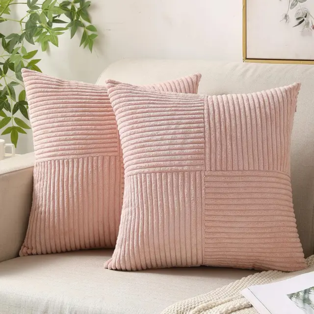 Housses de coussin en velours côtelé | Housses de coussin décoratives rayées de luxe