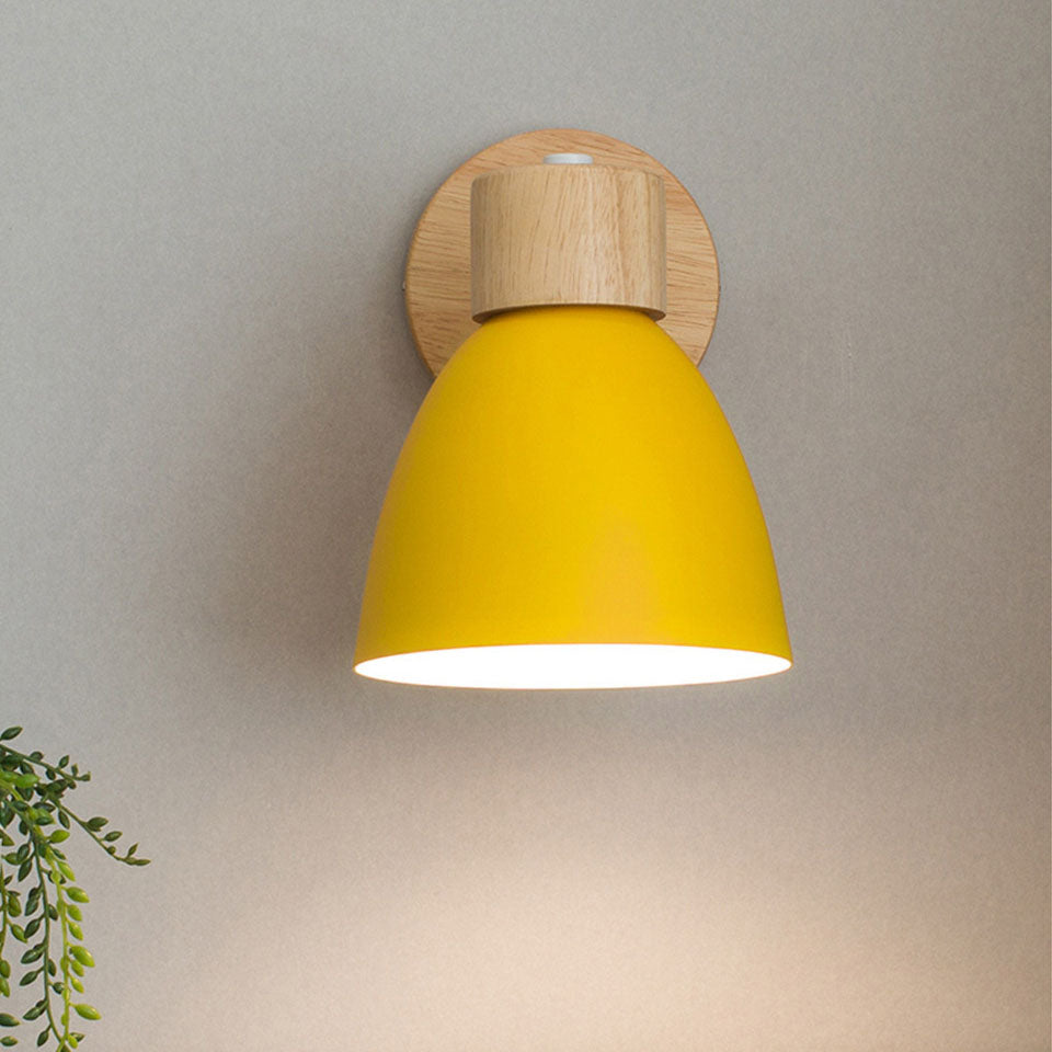 Applique Murale Minimaliste Moderne | Lampe Macaron Bois & Fer