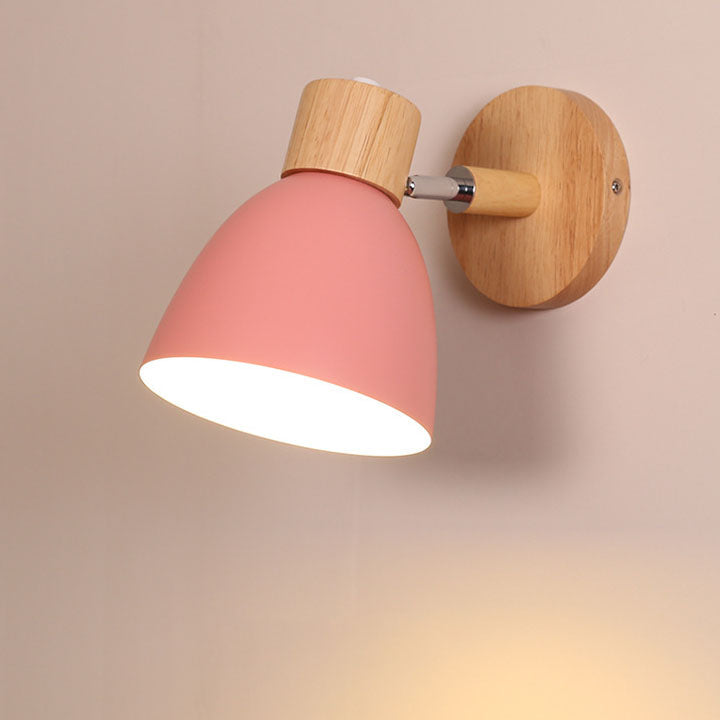 Applique Murale Minimaliste Moderne | Lampe Macaron Bois & Fer