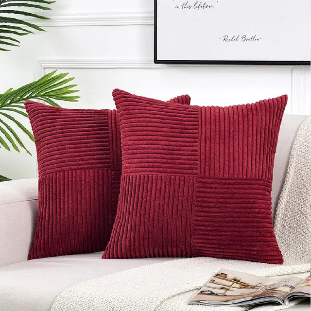 Housses de coussin en velours côtelé | Housses de coussin décoratives rayées de luxe