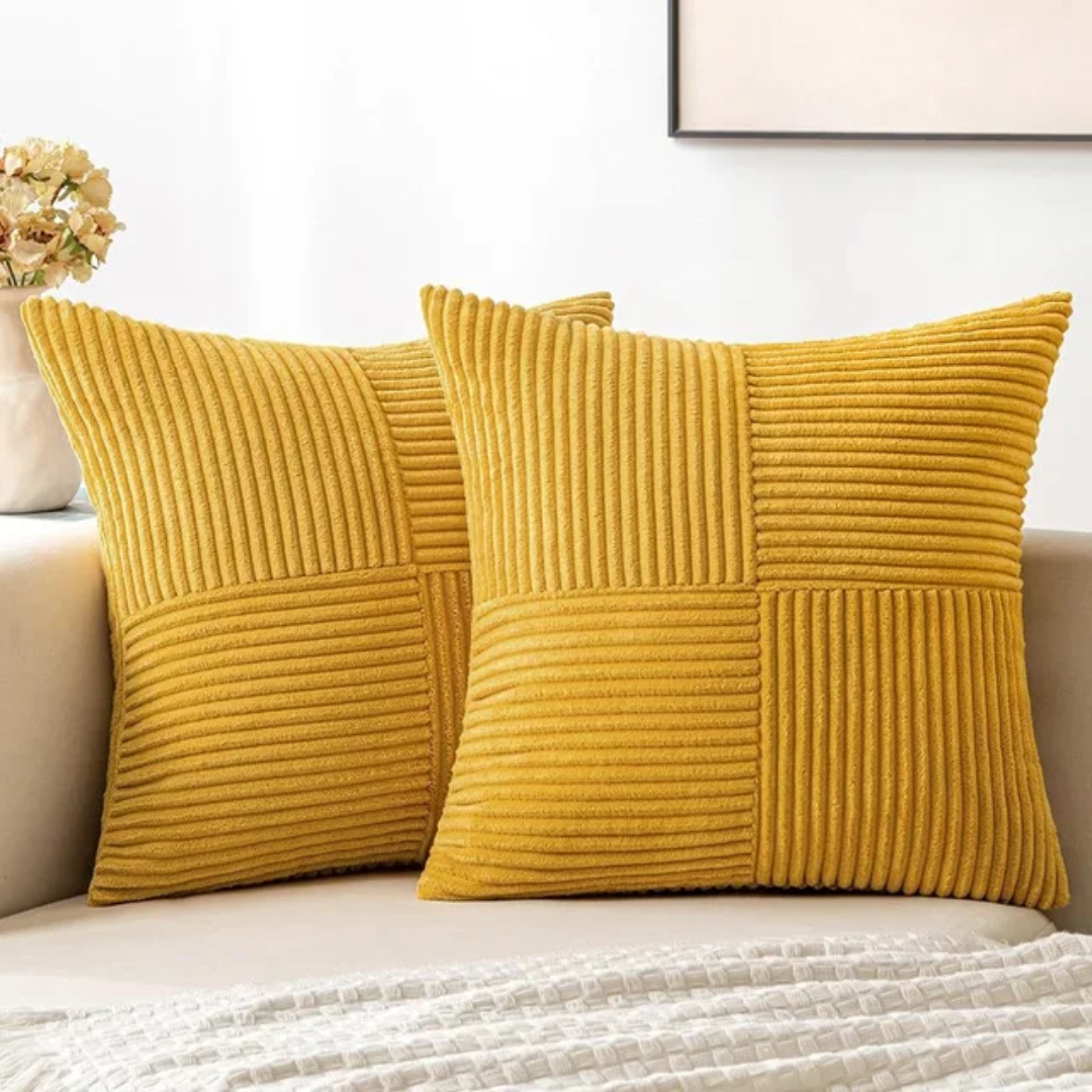 Housses de coussin en velours côtelé | Housses de coussin décoratives rayées de luxe