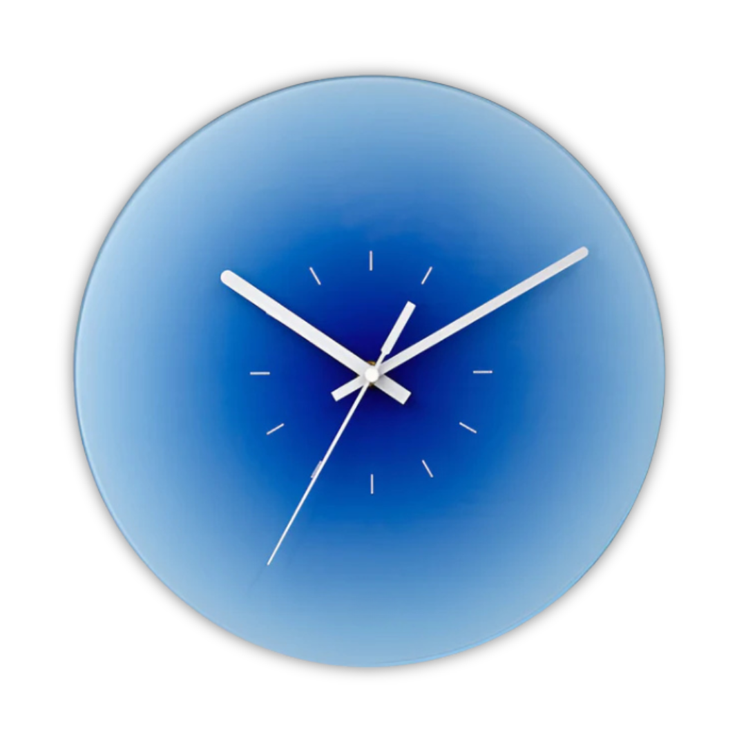 Horloge murale en verre coucher de soleil | Design dégradé moderne