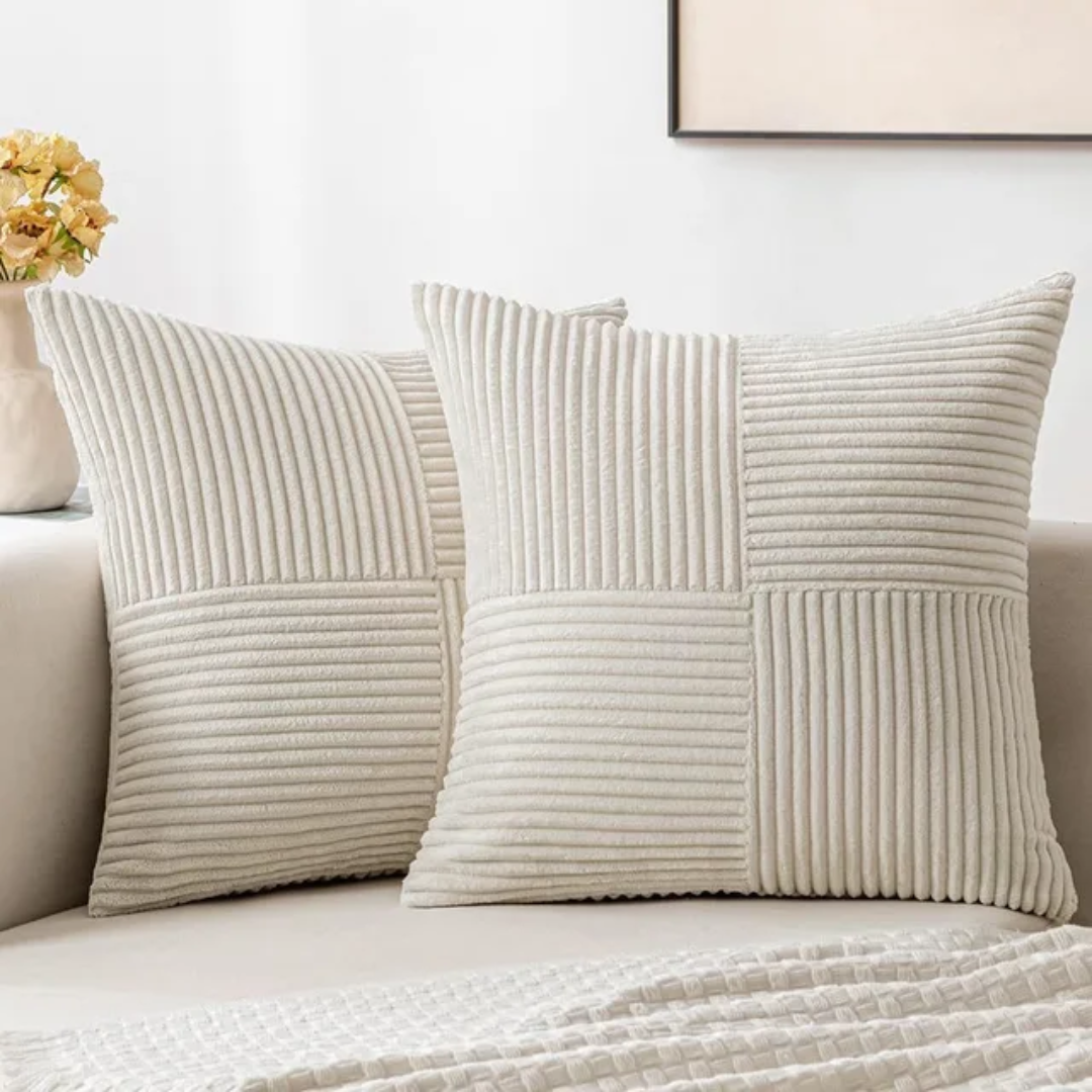 Housses de coussin en velours côtelé | Housses de coussin décoratives rayées de luxe