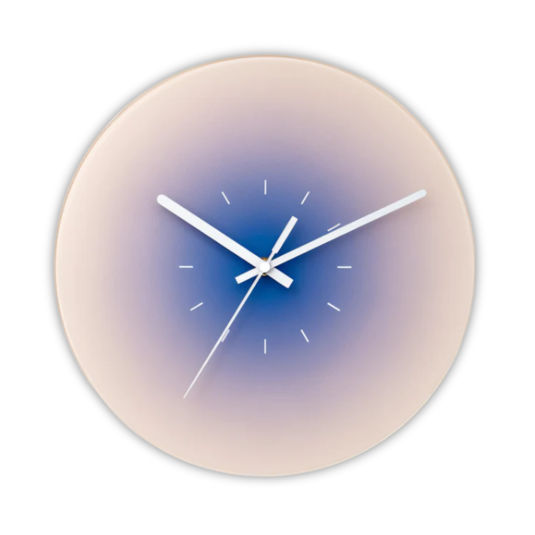 Horloge murale en verre coucher de soleil | Design dégradé moderne