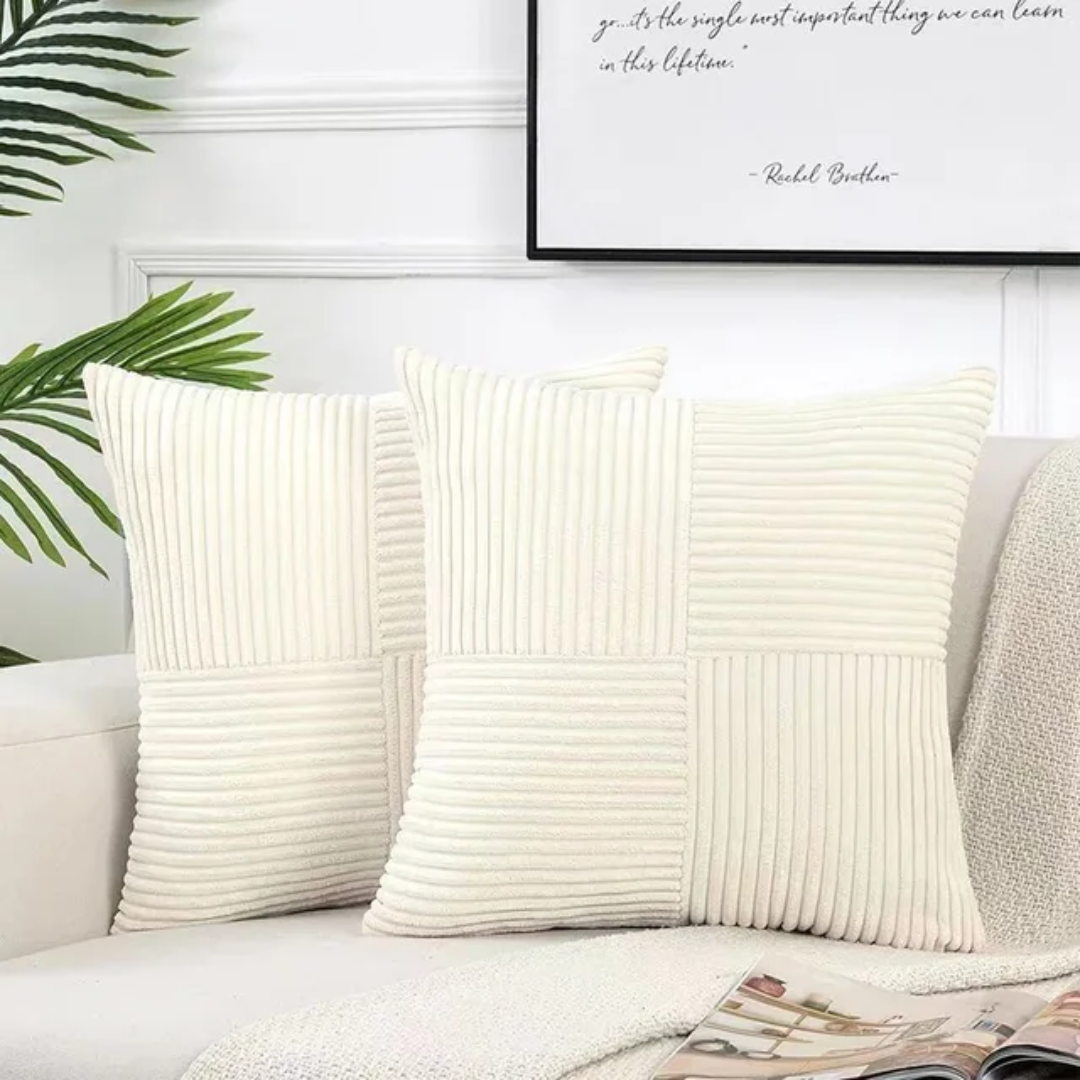 Housses de coussin en velours côtelé | Housses de coussin décoratives rayées de luxe