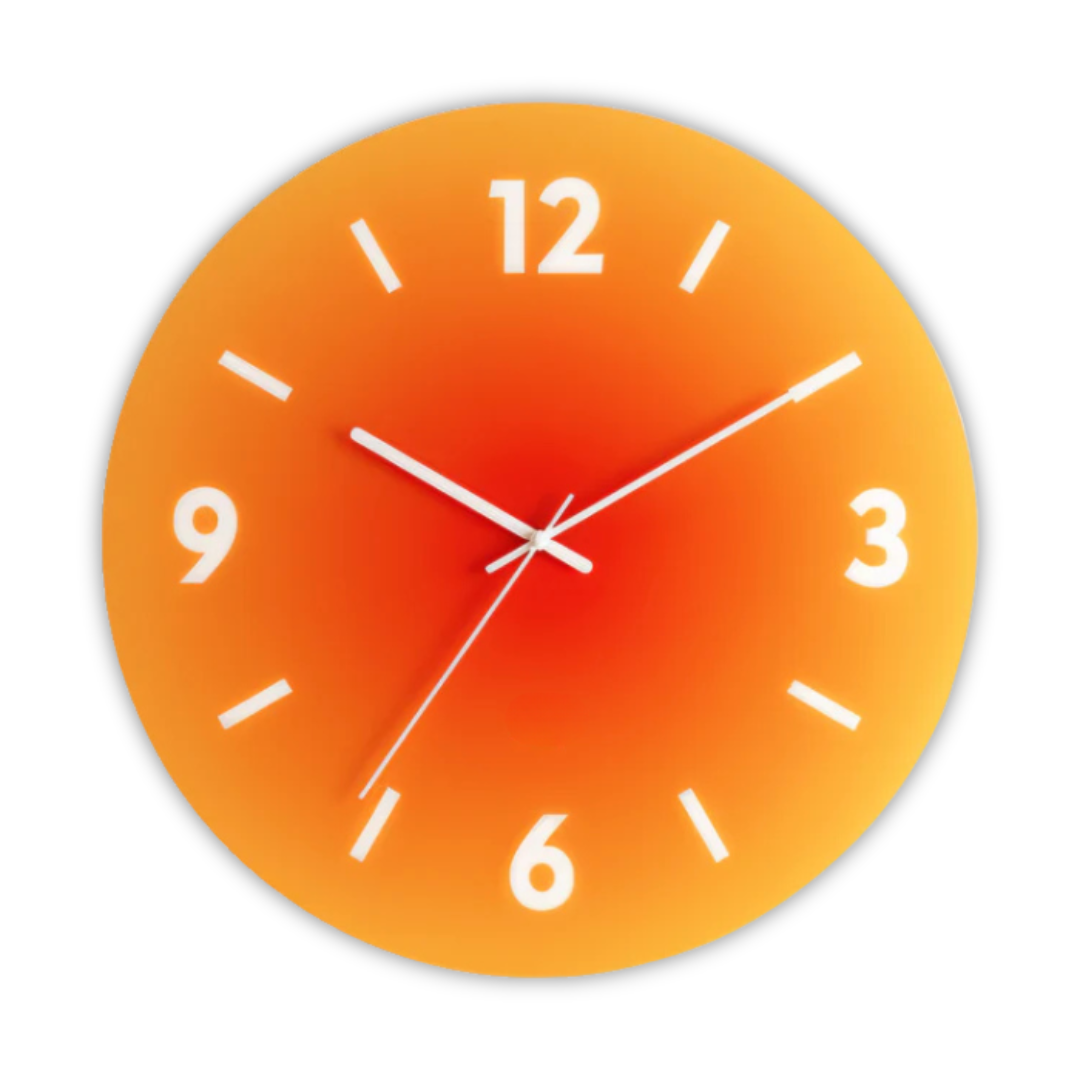 Horloge murale en verre coucher de soleil | Design dégradé moderne