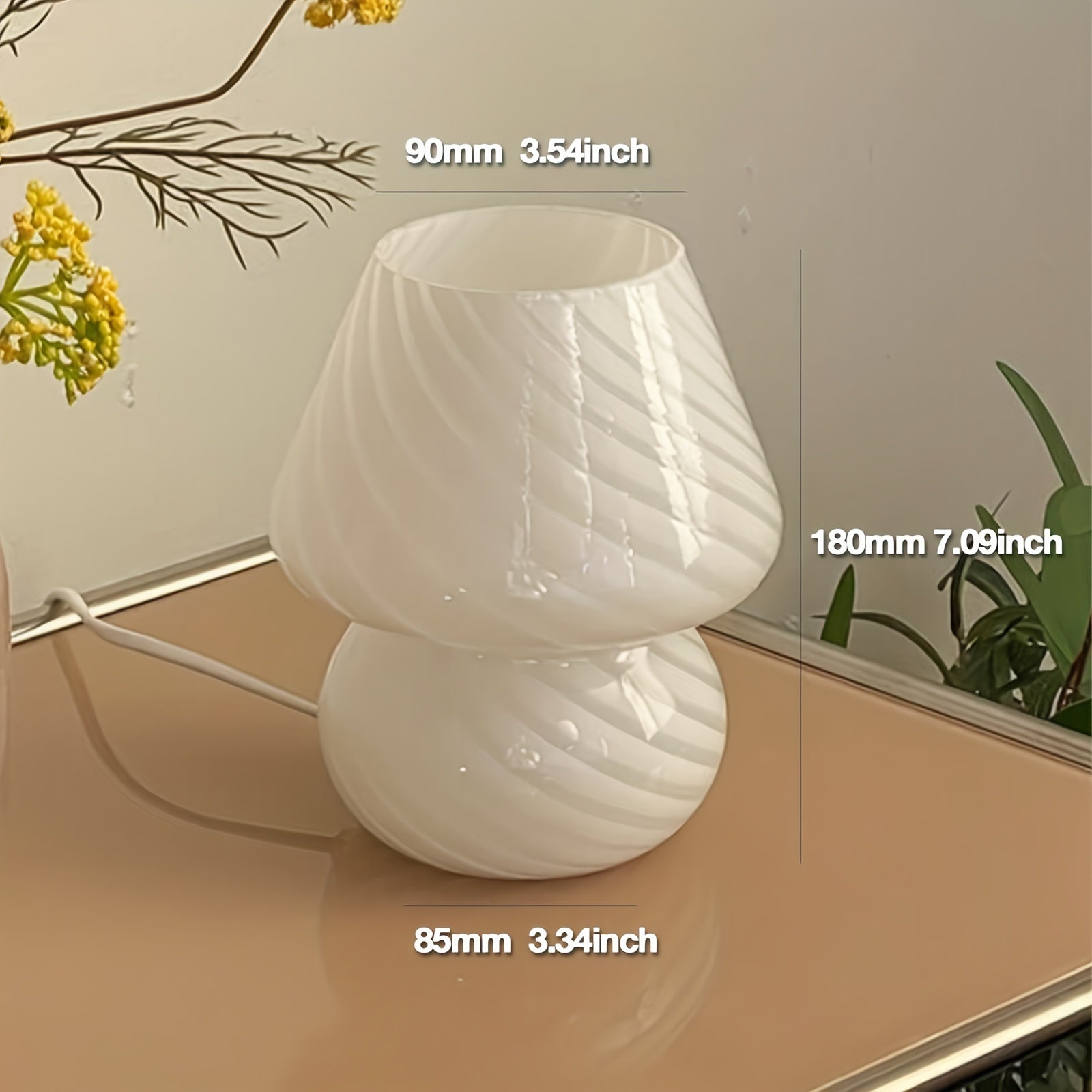 Murano-Style Glass Mushroom Lamp | USB Dimmable Table Light