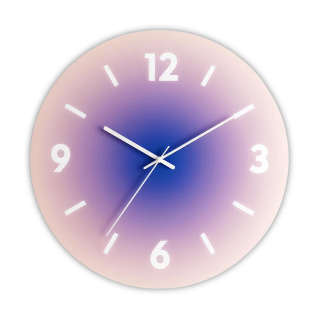 Horloge murale en verre coucher de soleil | Design dégradé moderne