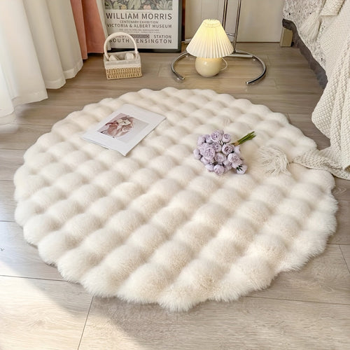 Tapis rond douillet en fausse fourrure Cloud Comfort | Tapis circulaire doux et moelleux