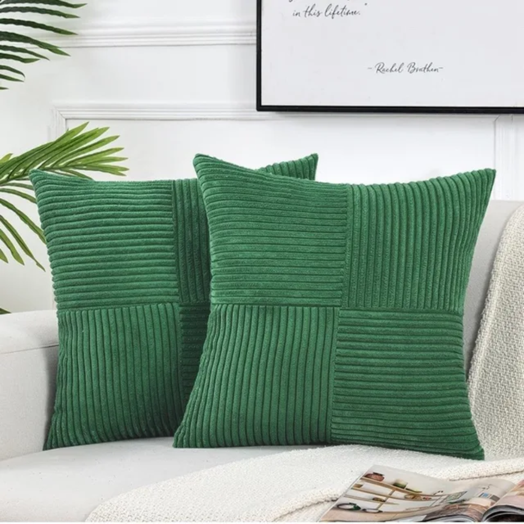 Housses de coussin en velours côtelé | Housses de coussin décoratives rayées de luxe
