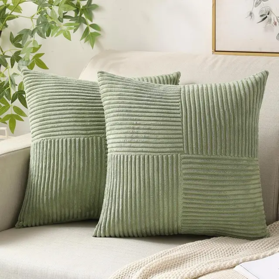 Housses de coussin en velours côtelé | Housses de coussin décoratives rayées de luxe