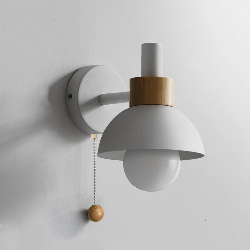 Applique murale nordique en bois | Lumière minimaliste avec interrupteur à tirette
