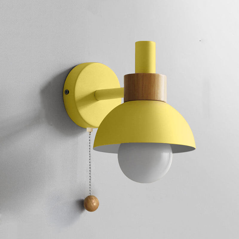 Applique murale nordique en bois | Lumière minimaliste avec interrupteur à tirette