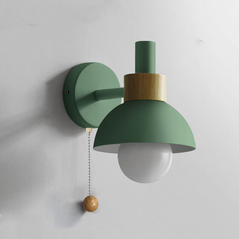 Applique murale nordique en bois | Lumière minimaliste avec interrupteur à tirette