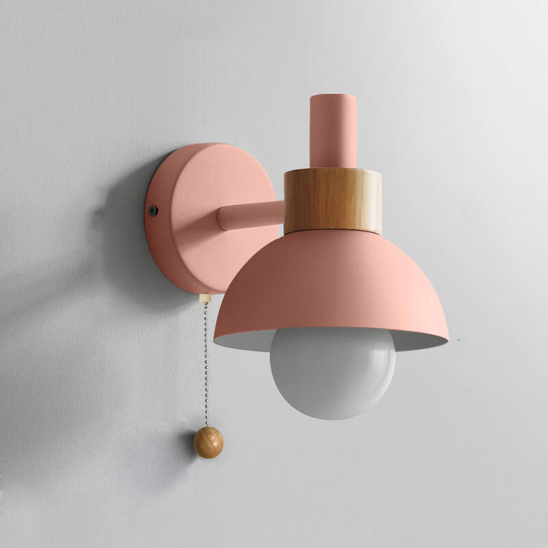 Applique murale nordique en bois | Lumière minimaliste avec interrupteur à tirette