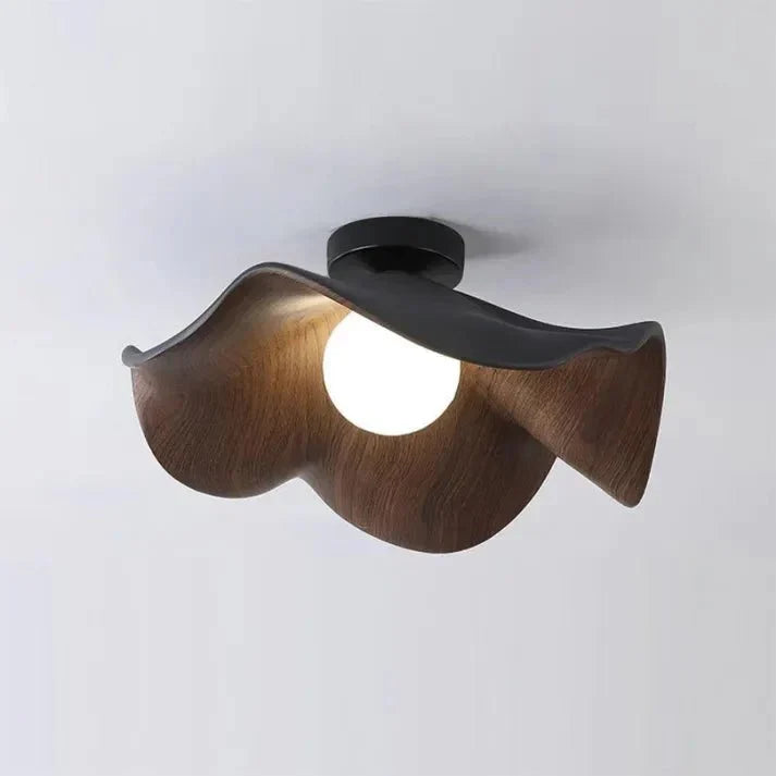 Plafonnier Lotus Scandinave en Bois | Lampe Encastrable Moderne en Résine et Fer