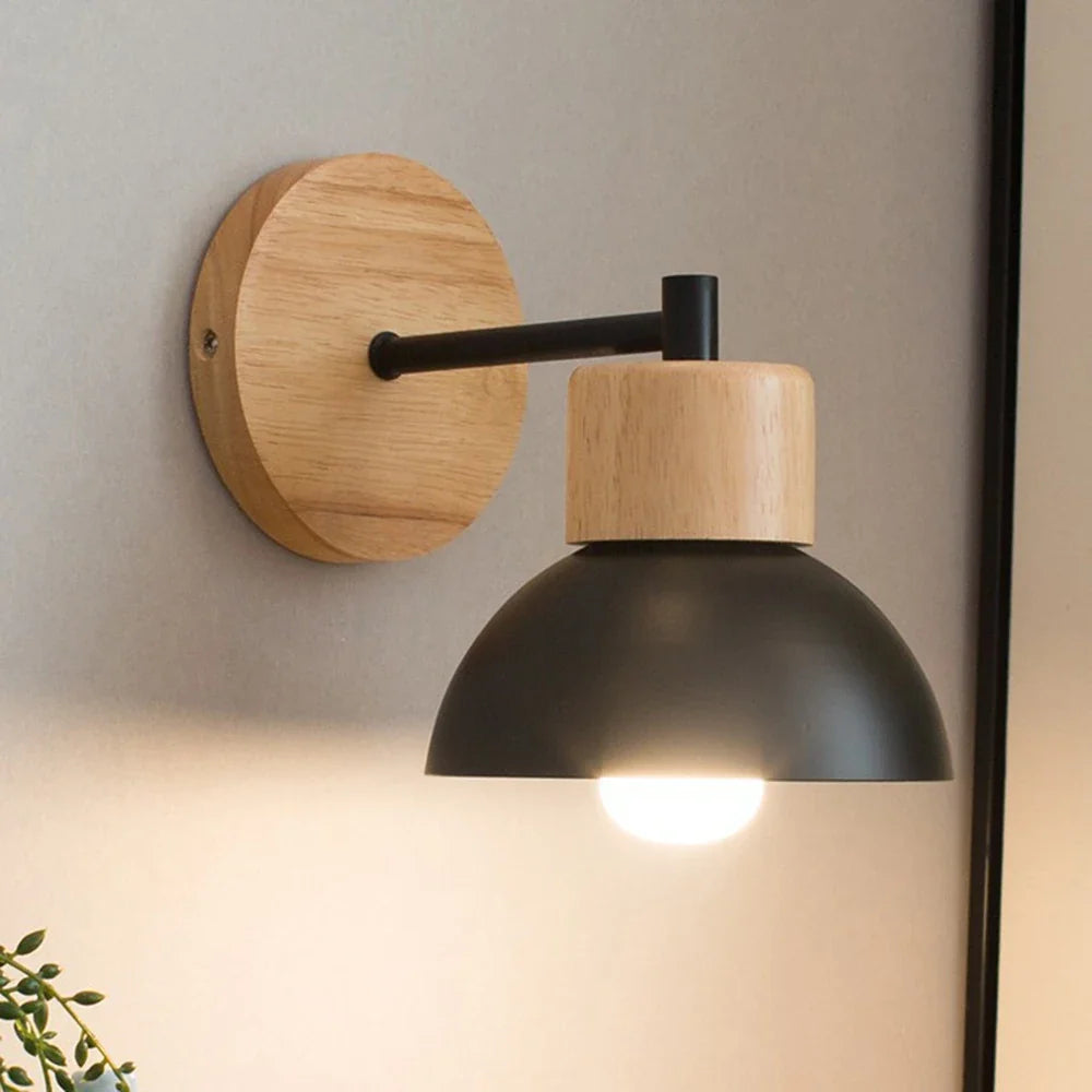 Applique Murale Bois & Métal | Lampe de Chevet Nordique Moderne