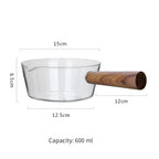 Glass Milk Pan with Wooden Handle