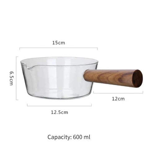 Glass Milk Pan with Wooden Handle