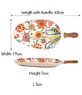 Floral Ceramic Serving Plate with Handle