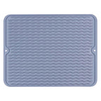 Light blue ribbed silicone dish drying mat