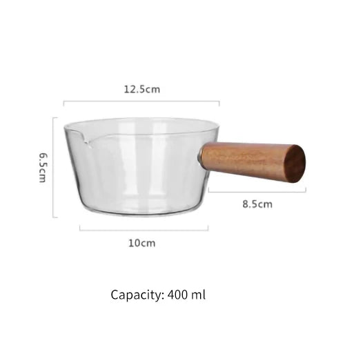 Glass Milk Pan with Wooden Handle
