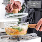 Glass Milk Pan with Wooden Handle