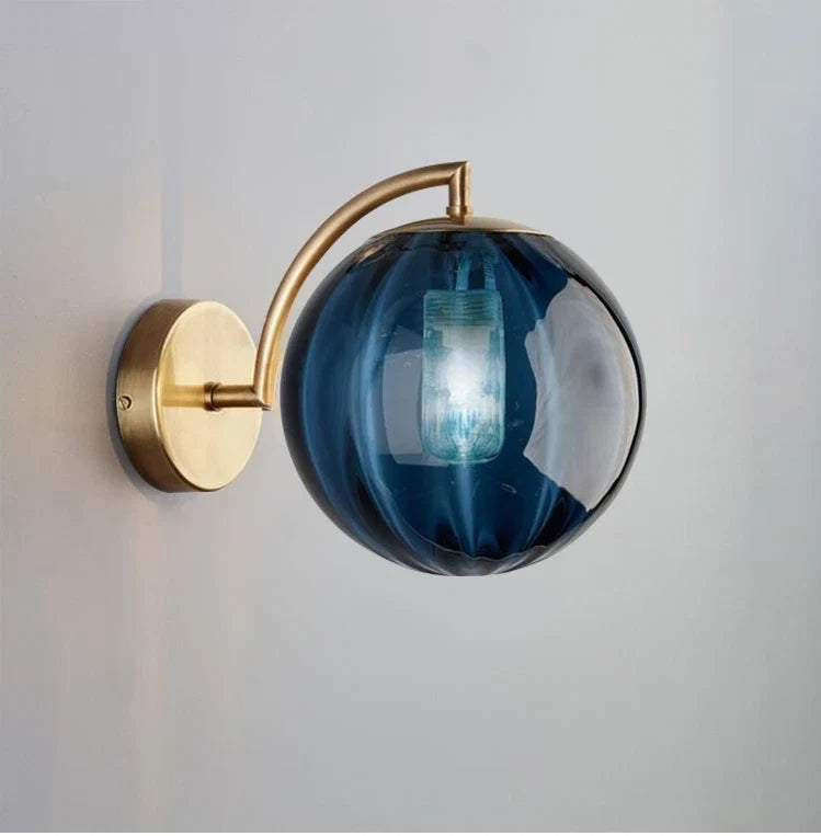 Applique Murale Moderne en Verre Soufflé | Design Laiton et Verre Teinté