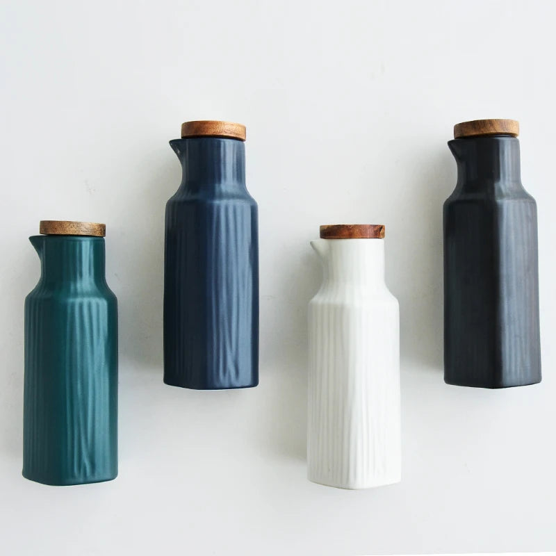 White Ceramic Vinegar Bottle