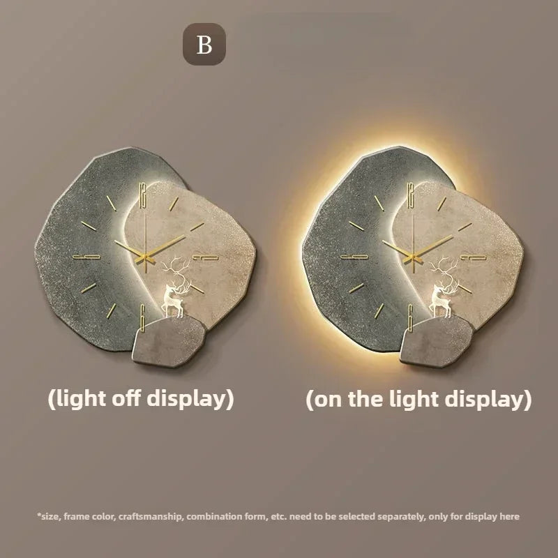 LumoClock | Grande horloge murale moderne | Quartz silencieux et lumière LED