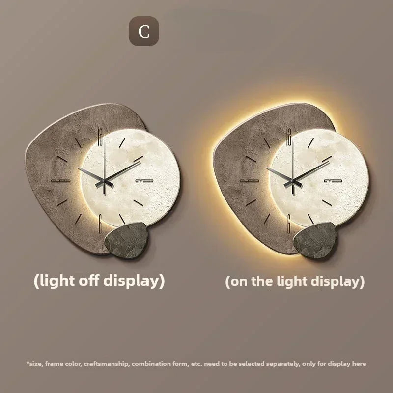LumoClock | Grande horloge murale moderne | Quartz silencieux et lumière LED
