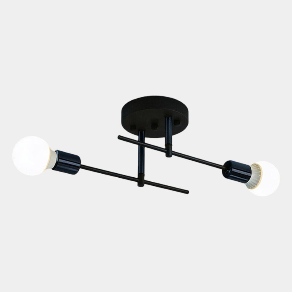 Modern 2-Light Ceiling Lamp | Black & Gold Flush Mount Chandelier
