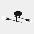 Modern 2-Light Ceiling Lamp | Black & Gold Flush Mount Chandelier