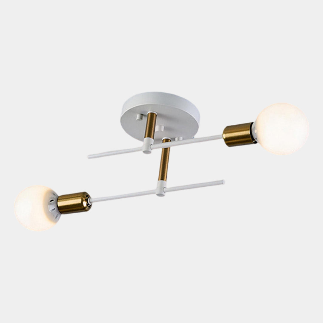 Plafonnier moderne à 2 lumières | Lustre encastré noir et or