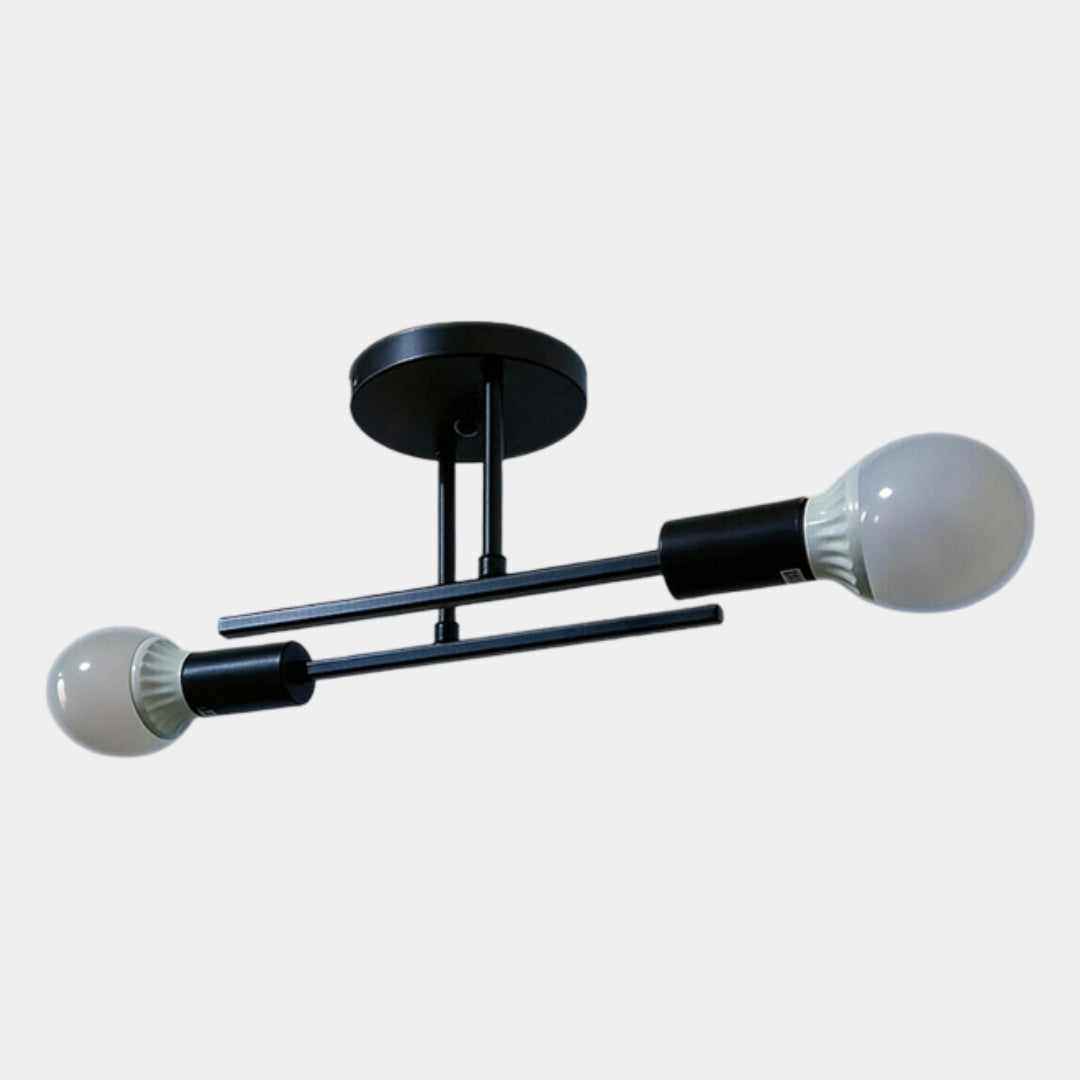 Plafonnier moderne à 2 lumières | Lustre encastré noir et or