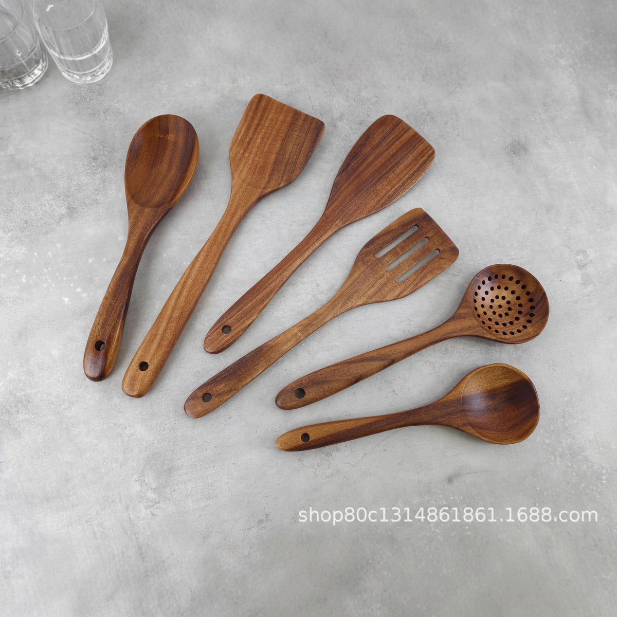 Teak Cooking Utensil Set, 6 Pieces