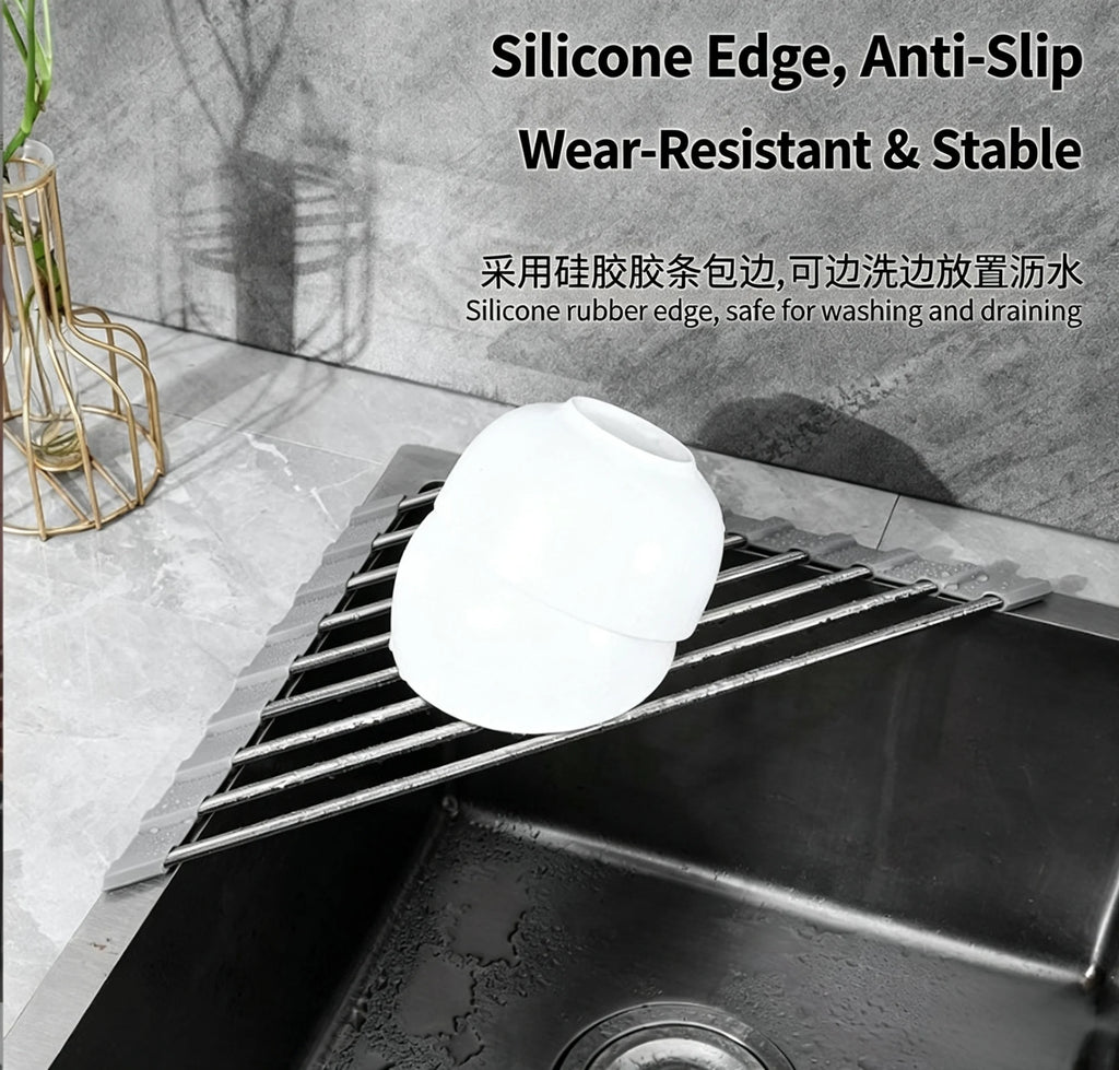 Corner Roll-Up Sink Rack