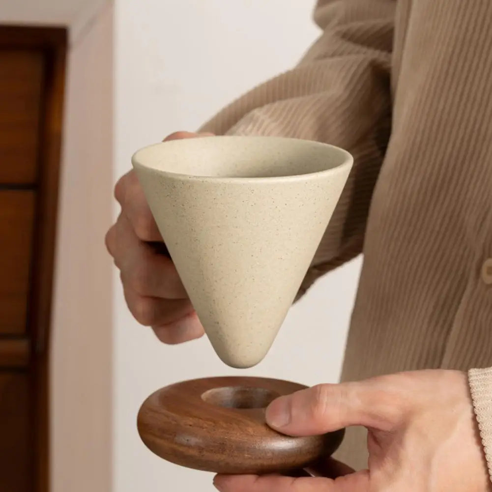 Ceramic Coffee Mug with Wooden Handle