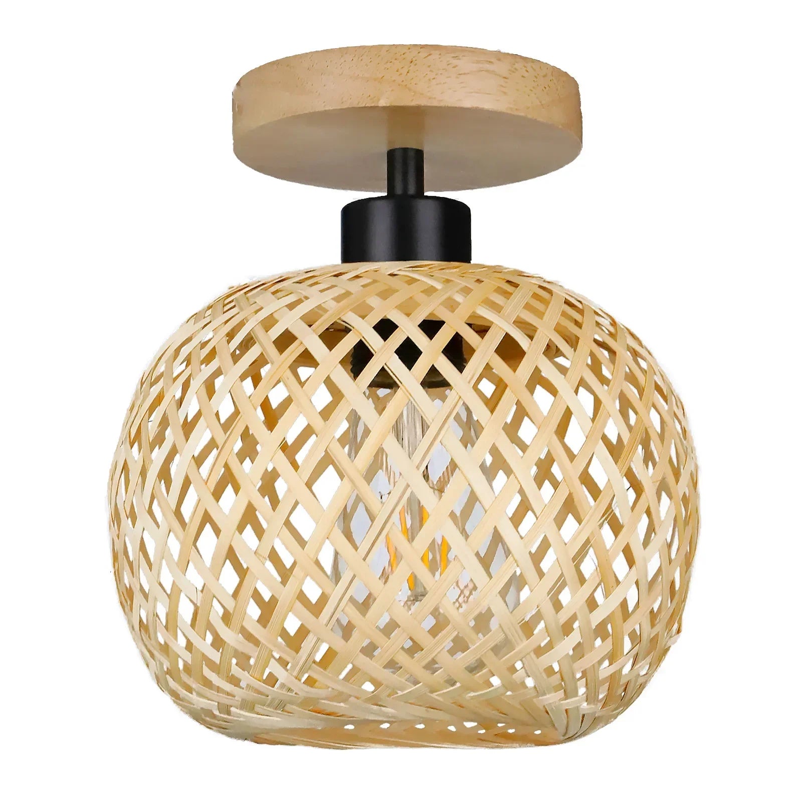 Plafonnier Natura en bambou | Luminaire LED en rotin tressé à la main