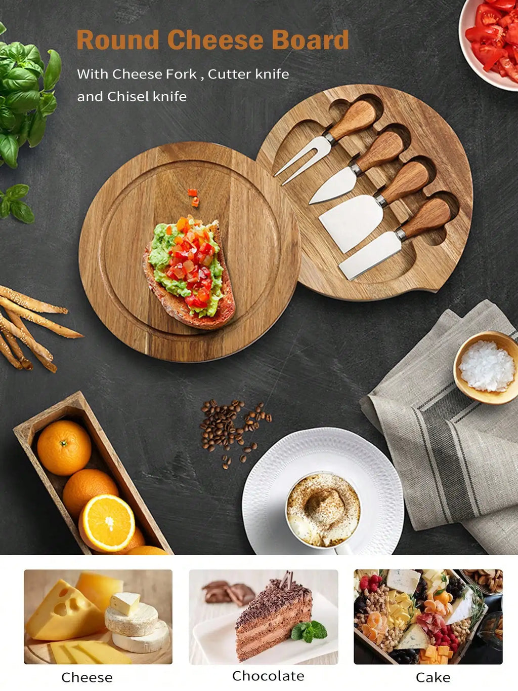 Acacia Cheese Board & Knife Set