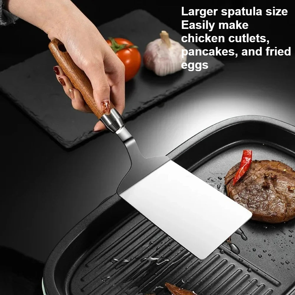 Stainless Steel Griddle Spatula with Wooden Handle