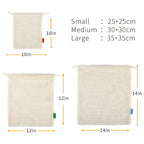 Cotton Mesh Produce Bags, Set of 3