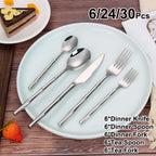 Stainless steel cutlery with bamboo-shaped handles