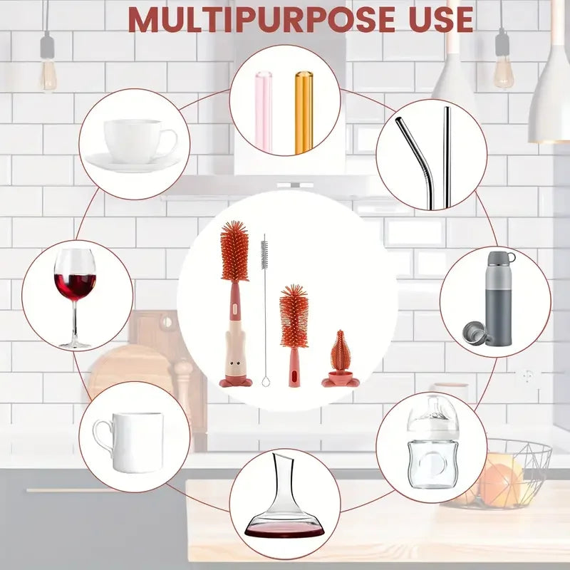 Three-in-One Silicone Bottle Brush Set